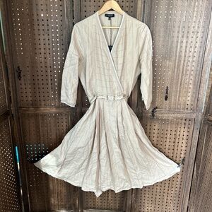 Beige Women’s Medi Dress Pleated Design made in Italy